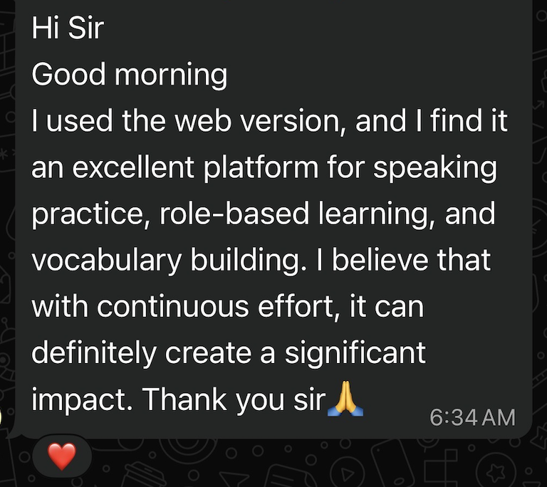 Silver Member feedback about speaking practice and vocabulary